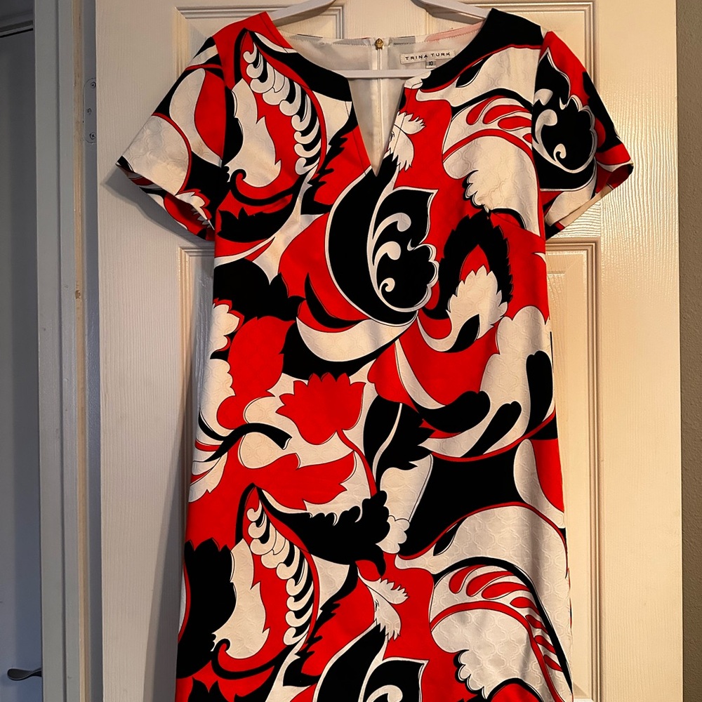 Orange, White and Black Patterned Dress